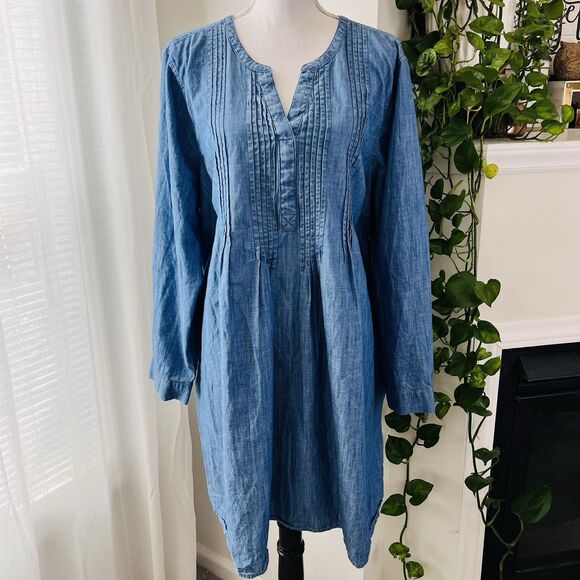 Sonoma Goods For Life Blue Lightweight Denim Long Sleeve Dress - Plus Size 2X - Picture 1 of 10